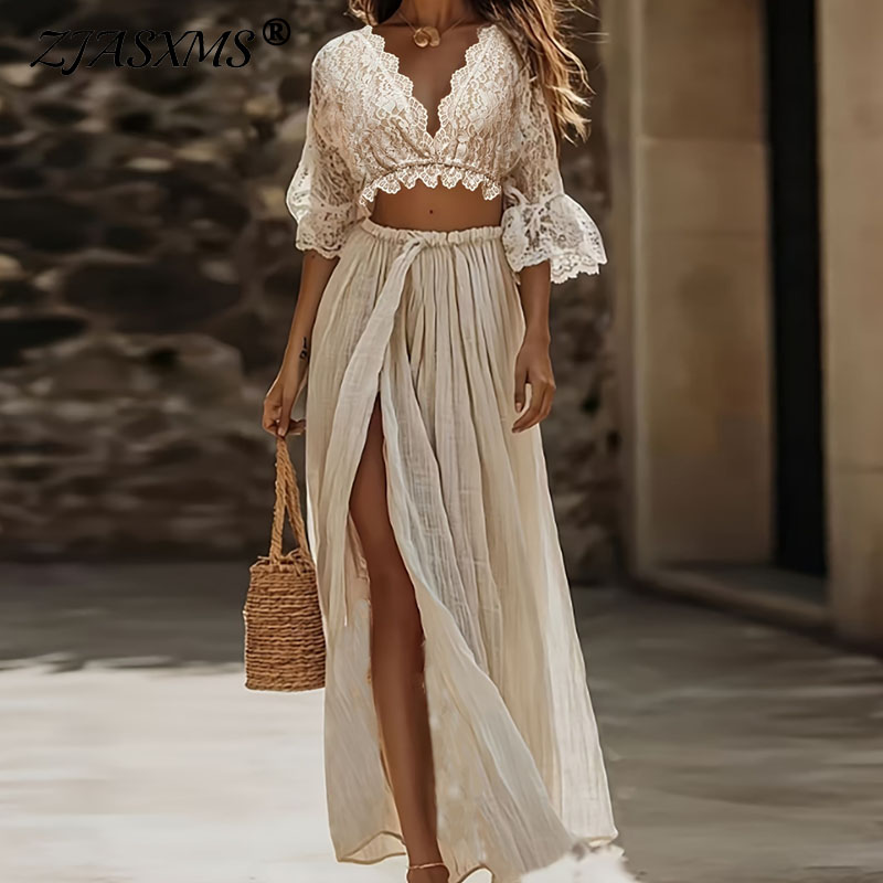 Women'S Formal Wear Suits - Conjunto Feminino Boêmio de Renda Duas