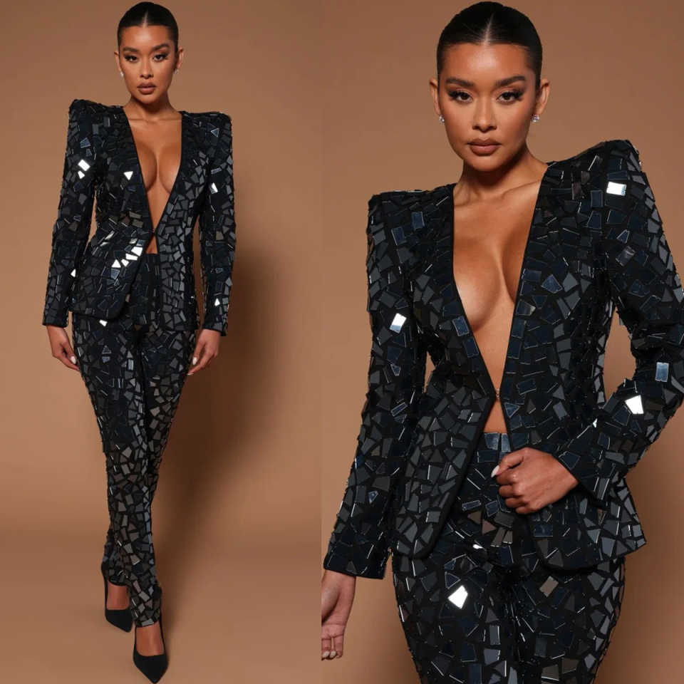 Women Formal Wear With Tie - Designer grandes diamantes calças femininas contas