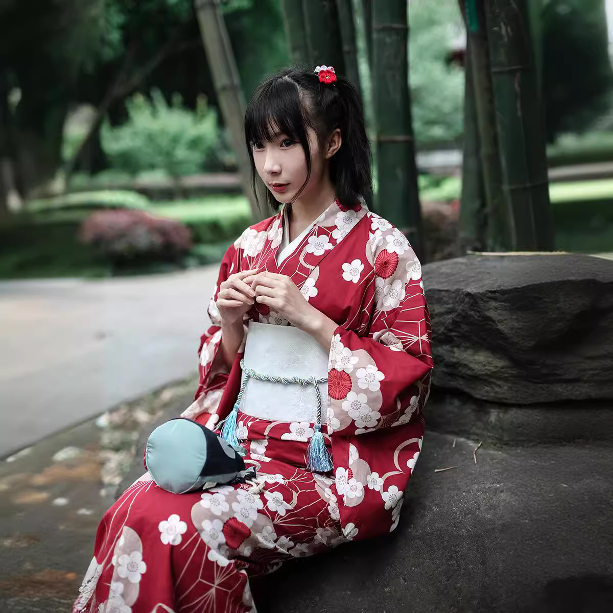 Women'S Red Formal Wear - Quimono Yukata Japonês Vermelho Feminino com