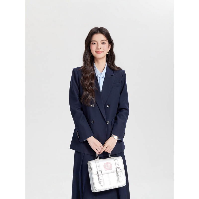 Women Formal Wear For Interview - Novo Terno Feminino Azul Marinho Transpassado