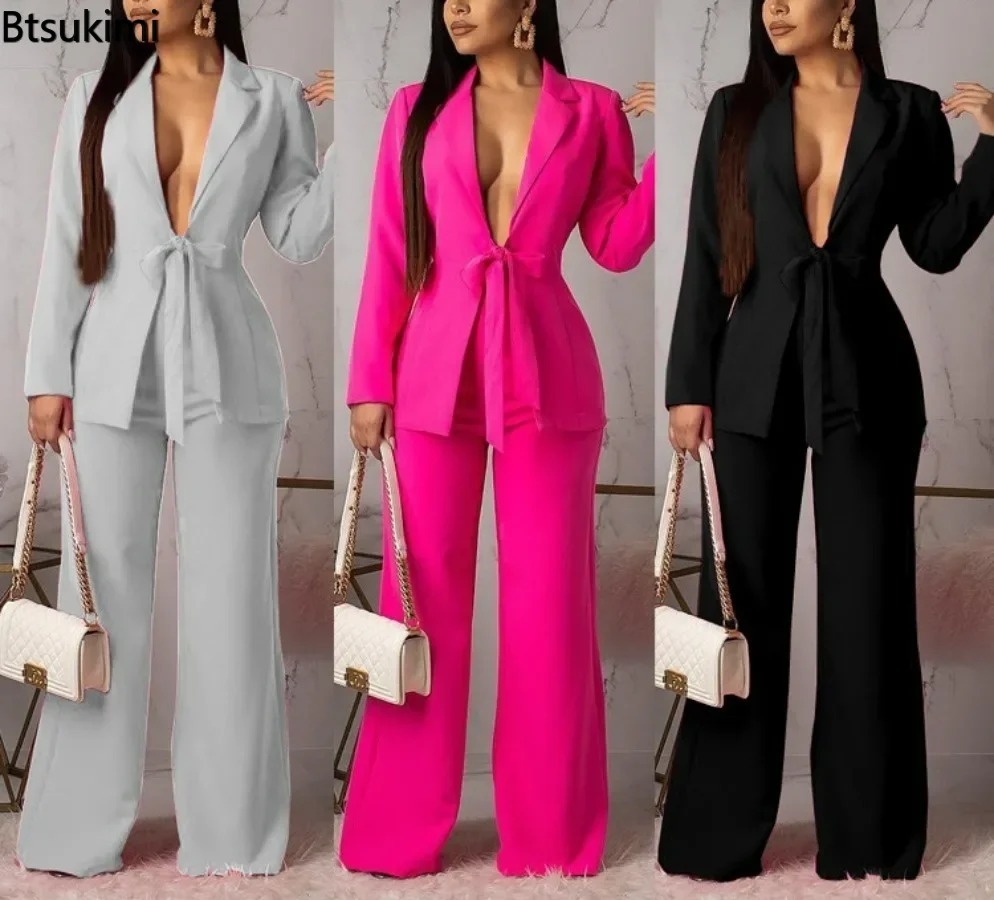 Novo Conjunto de Terno Feminin - Women Formal Wear With Tie avaliação e preço