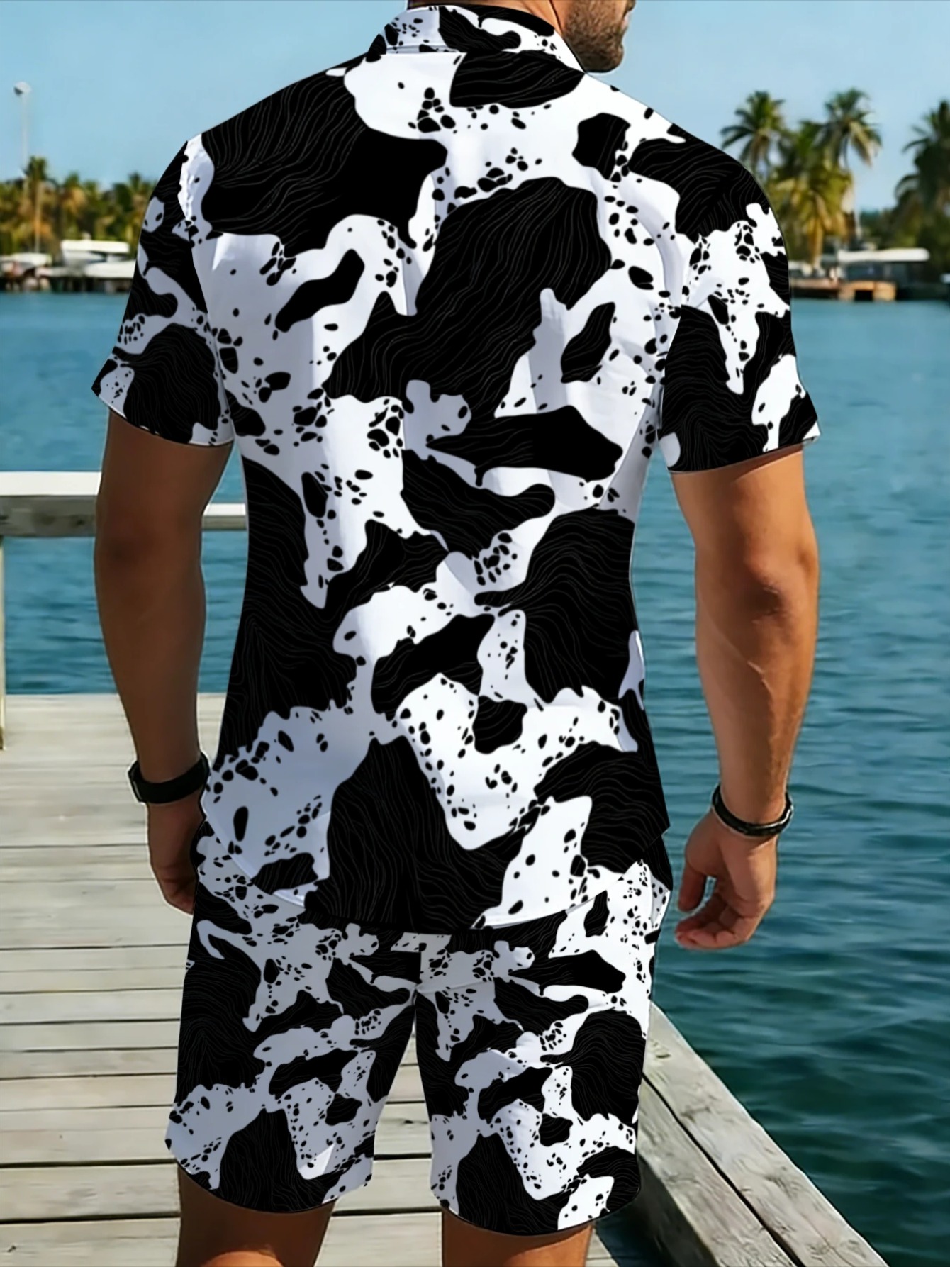 Conjunto masculino com estampa - Monochrome Suit Set avaliação e preço