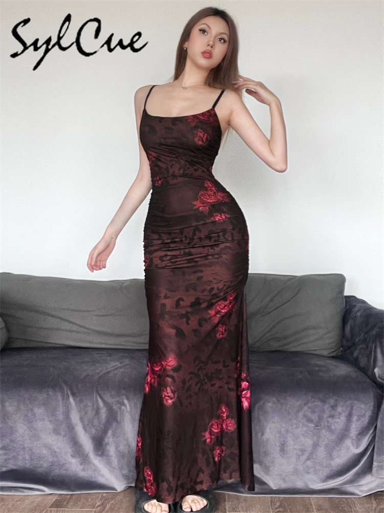 Sylcue vermelho impresso desig - Women'S Red Formal Wear avaliação e preço