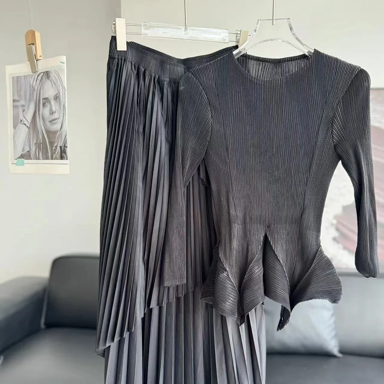 Miyake-vestido monocromático,  - Monochrome Suit Set avaliação e preço