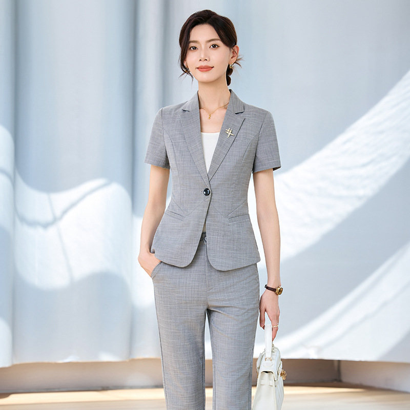 Conjunto feminino de manga cur - Women Formal Wear For Interview avaliação e preço