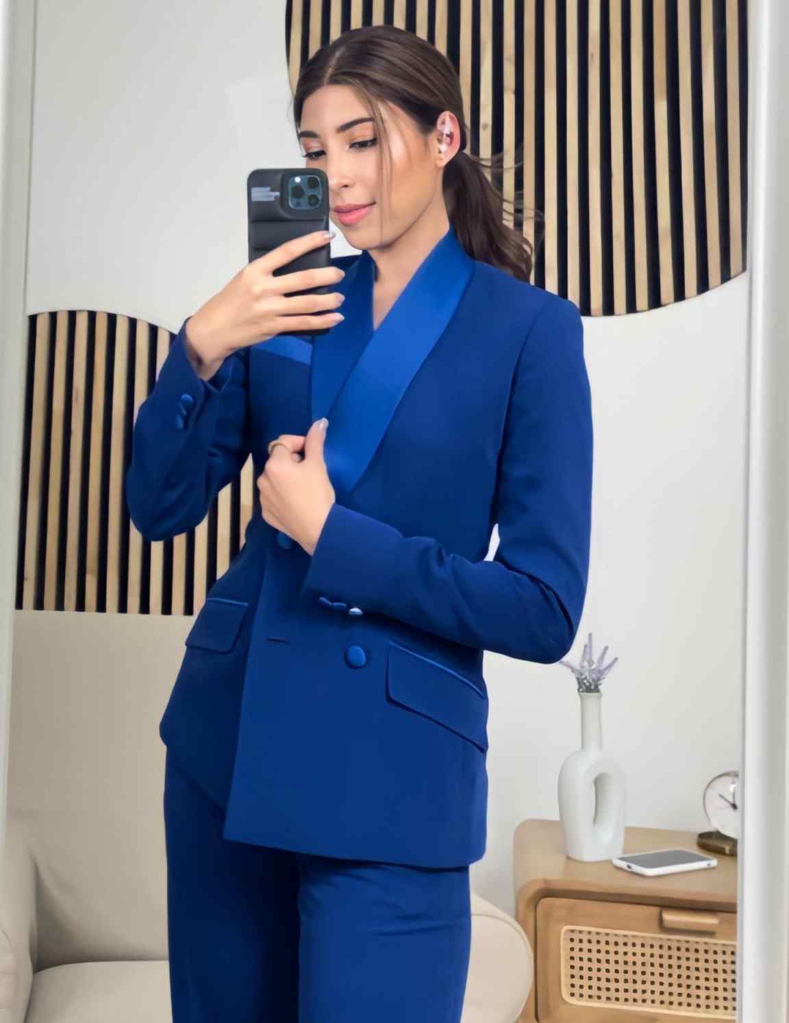 Conjunto de Jaqueta Azul Royal - Women Formal Wear With Tie avaliação e preço