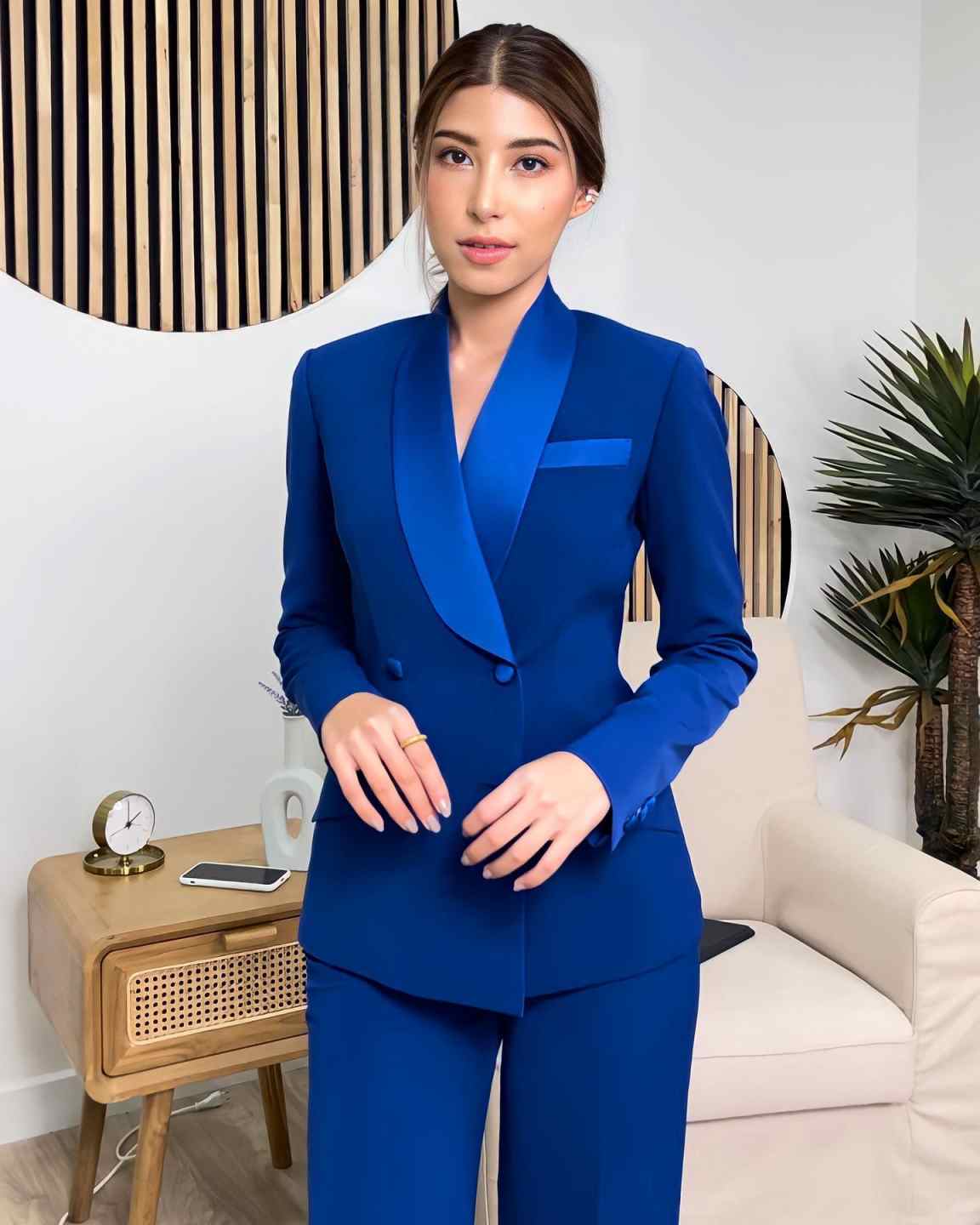 Conjunto de Jaqueta Azul Royal - Women Formal Wear With Tie avaliação e preço