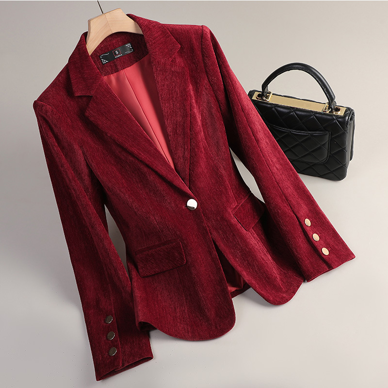 Blazer de Veludo Amarelo para  - Women Formal Wear Business avaliação e preço