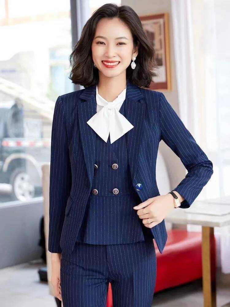 Moda listrado formal ternos de - Women Formal Wear For Interview avaliação e preço