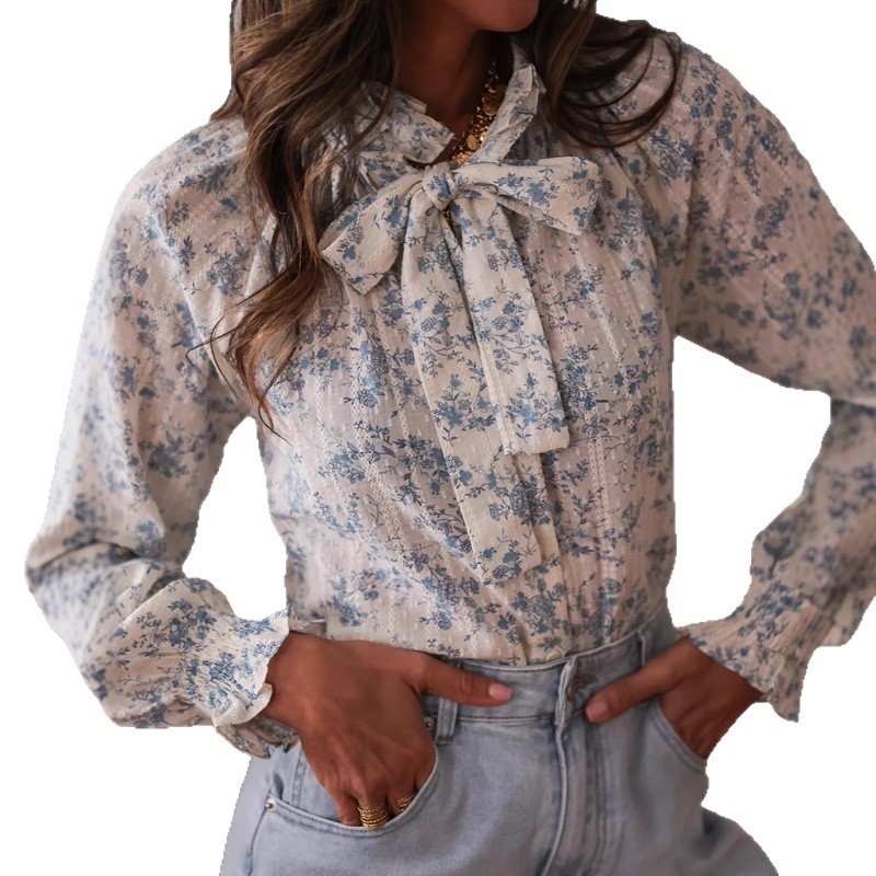Blusa Feminina de Manga Longa  - Women Formal Wear With Tie avaliação e preço