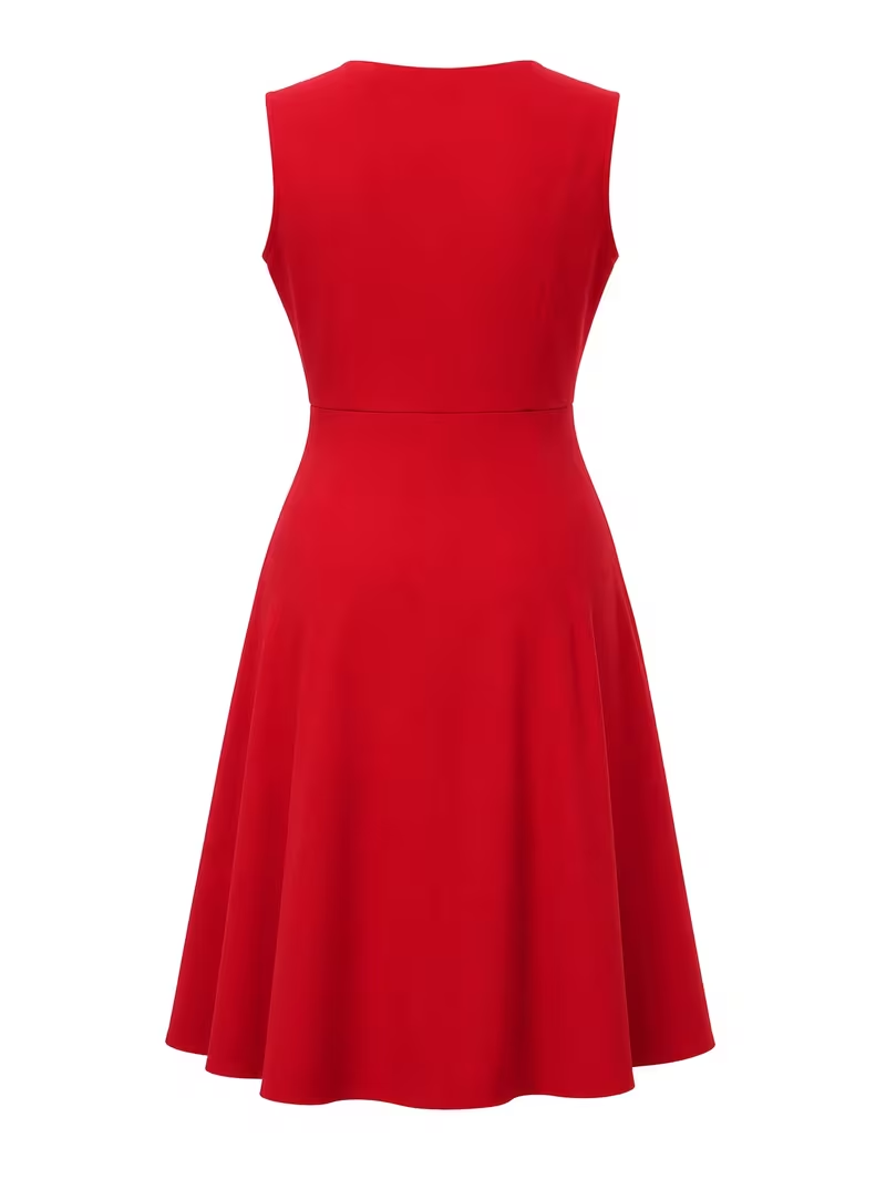 Vestido Midi Elegante Sem Mang - Women'S Red Formal Wear avaliação e preço